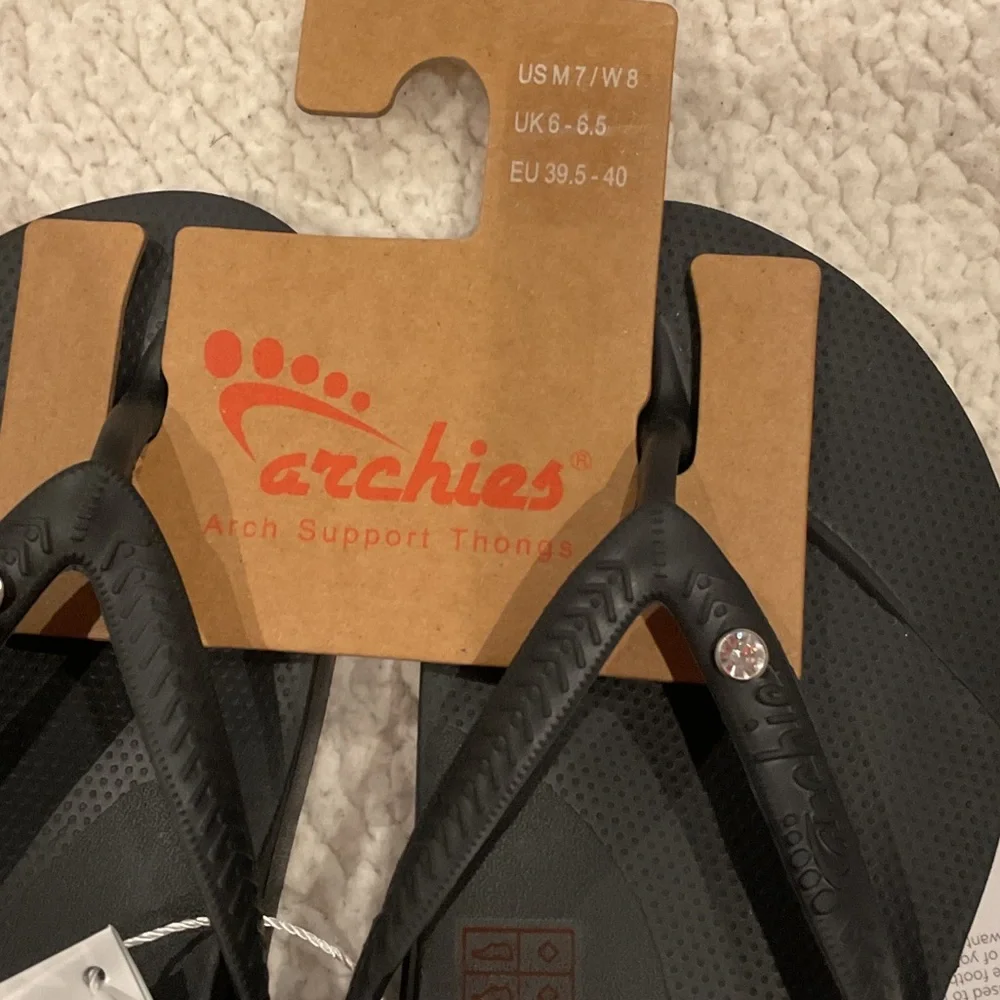Archie’s Black Flip Flops with gem - Picture 3 of 5